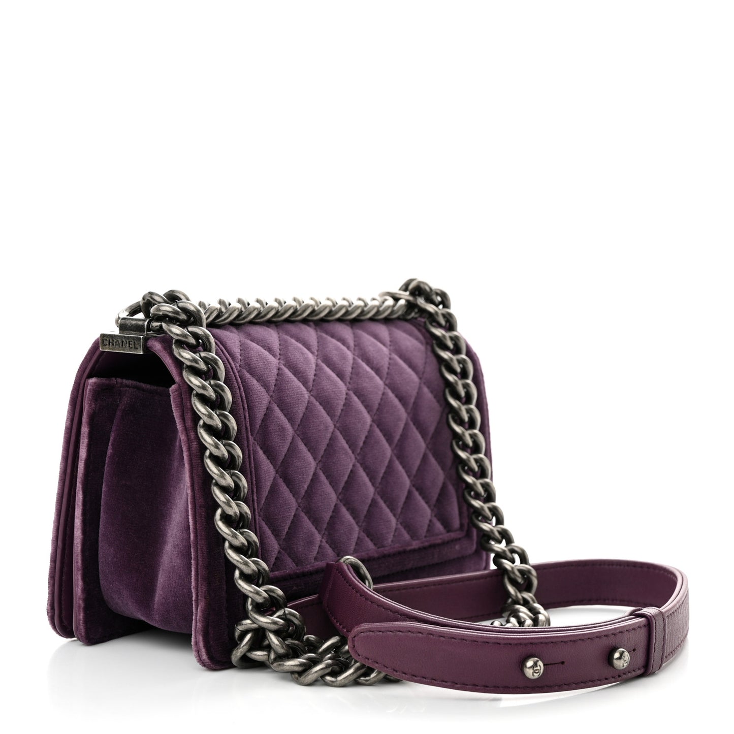 Velvet Quilted Small Boy Flap Purple