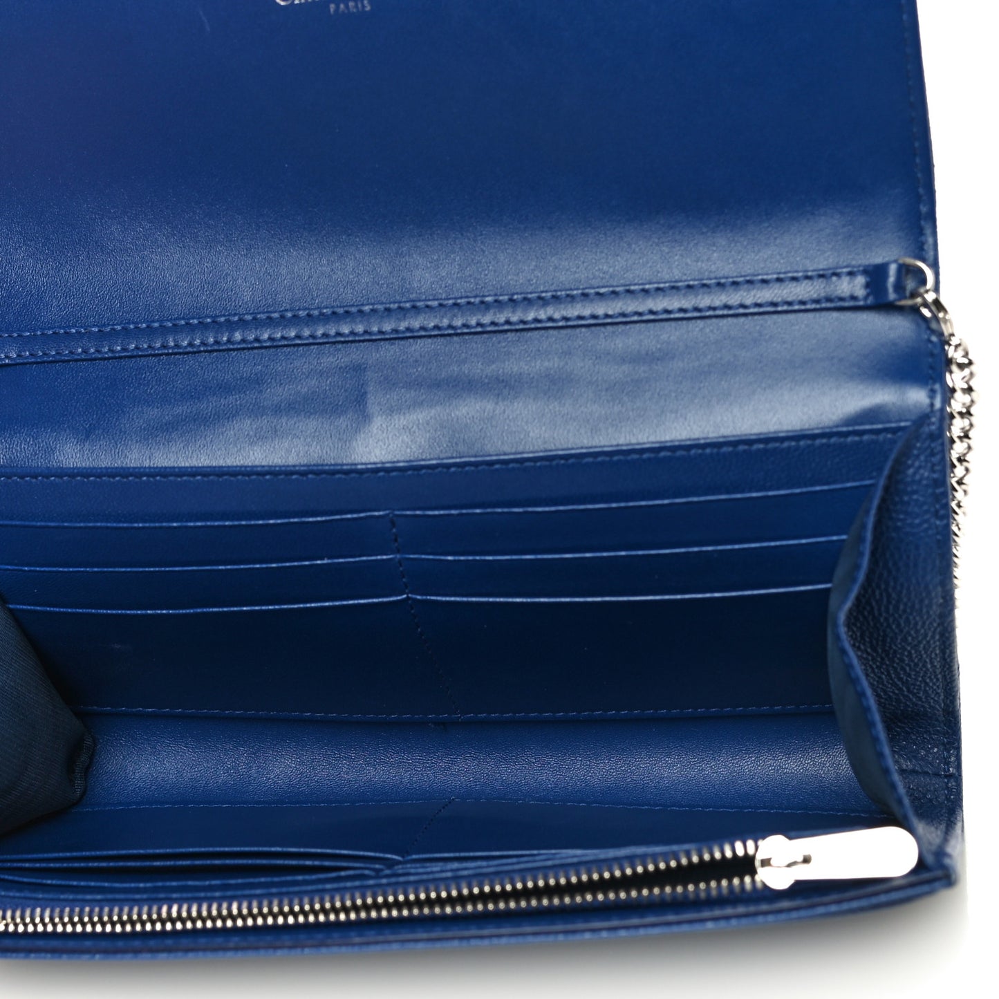 Grained Calfskin Diorama Croisiere Chain Wallet Blue