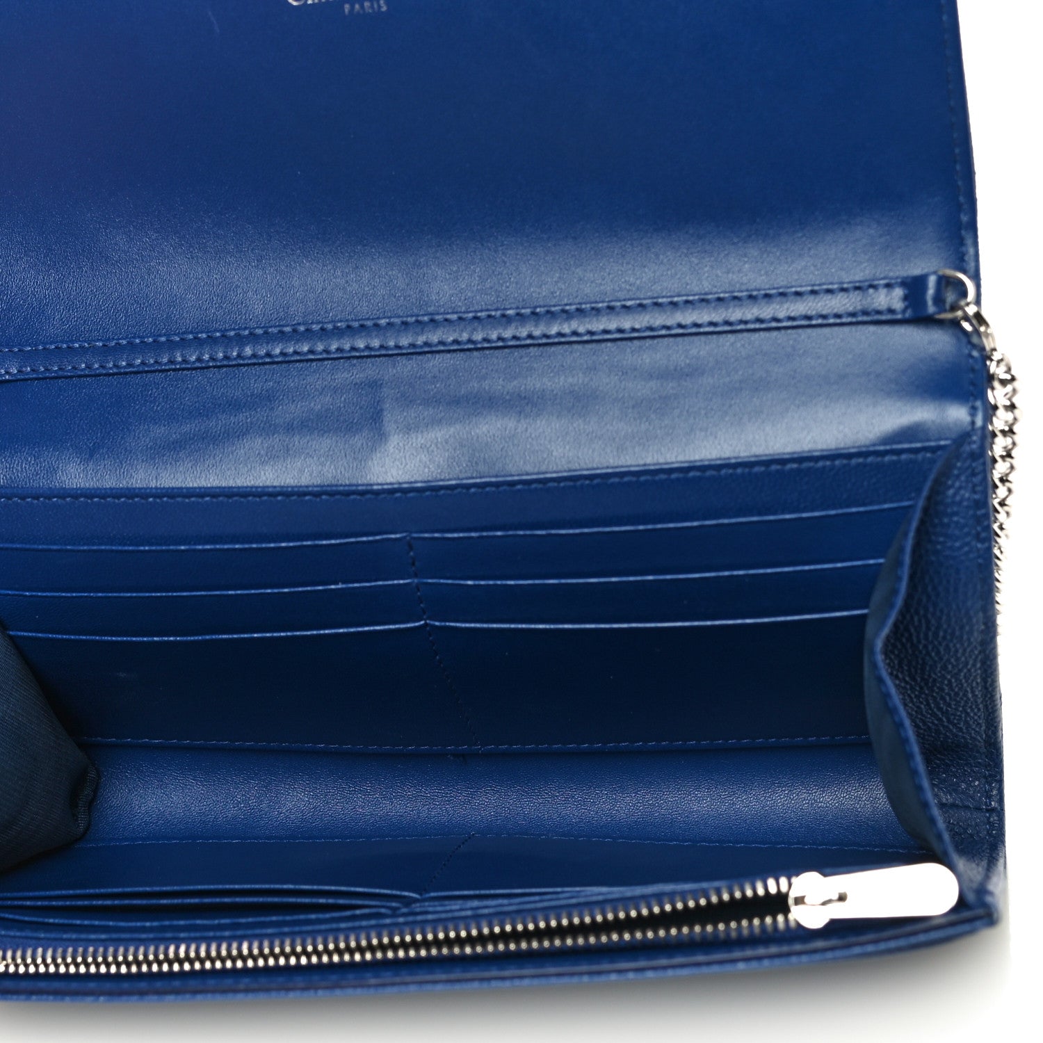 Christian Dior Grained Calfskin Diorama Croisiere Chain Wallet Blue 4 of 10
