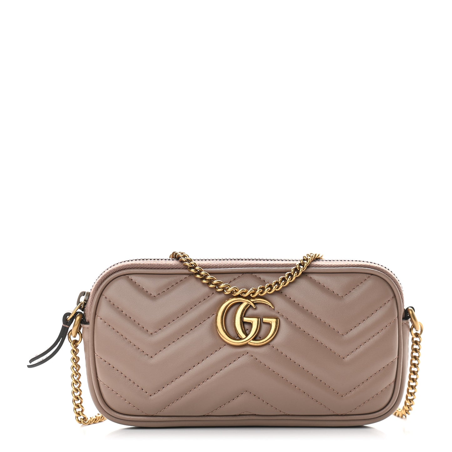 Calfskin Matelasse Mini GG Marmont Chain Crossbody Bag Porcelain Rose
