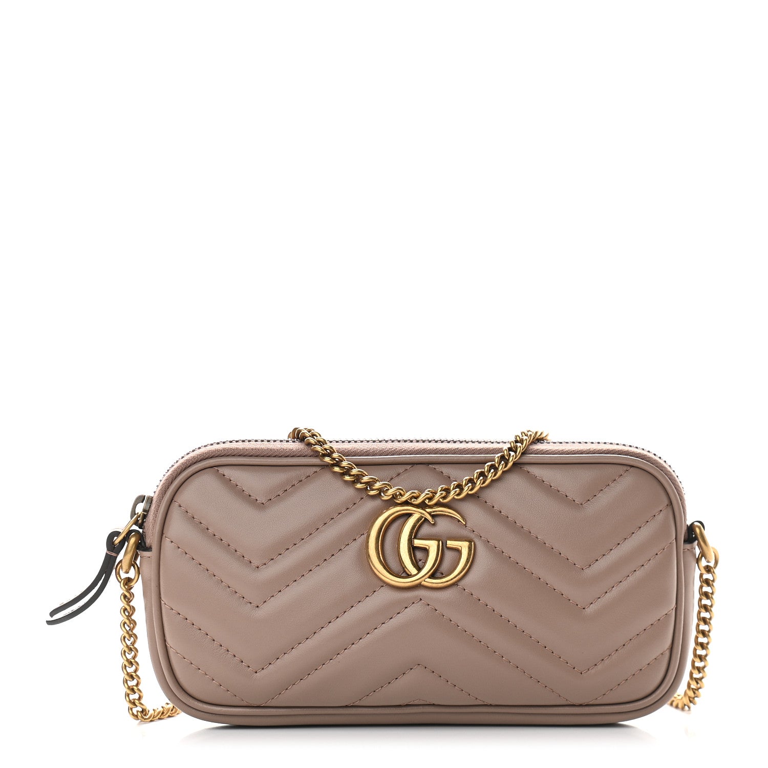 Gucci Calfskin Matelasse Mini GG Marmont Chain Crossbody Bag Porcelain Rose 1 of 8