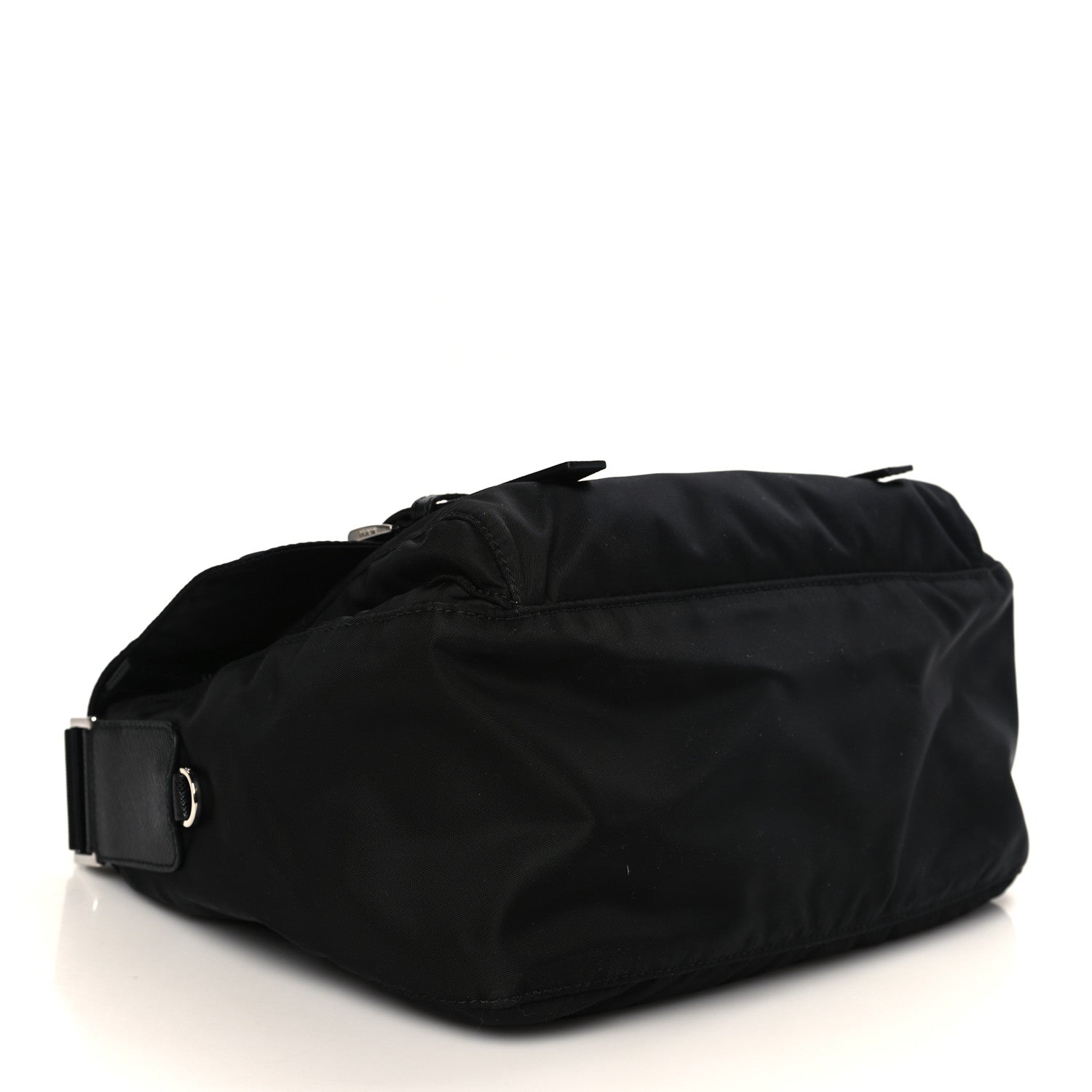 Prada Re-Nylon Vela Saffiano Pocket Double Buckle Messenger Shoulder Bag Black 3 of 7
