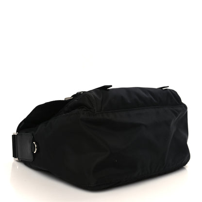 Prada Re-Nylon Vela Saffiano Pocket Double Buckle Messenger Shoulder Bag Black 3 of 7