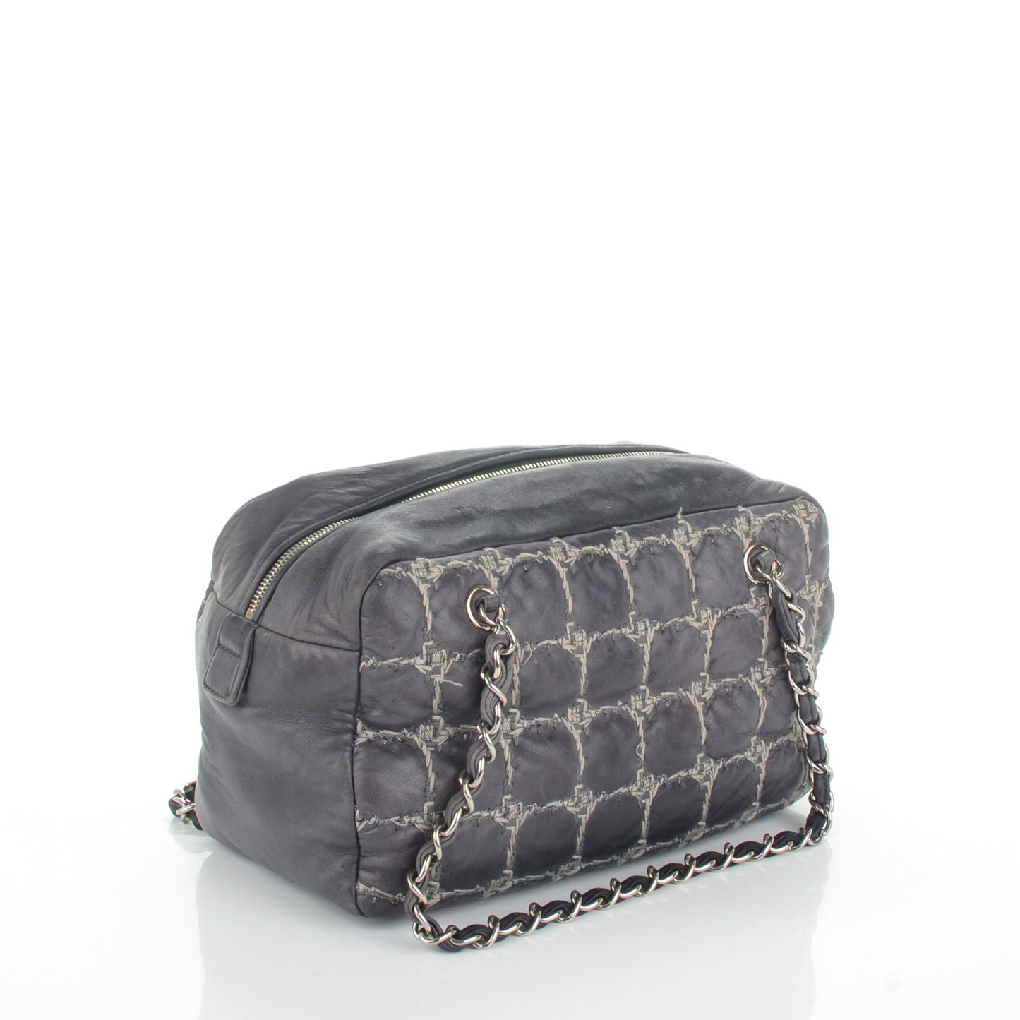 Lambskin Tweed Double Stitch Bowler Grey
