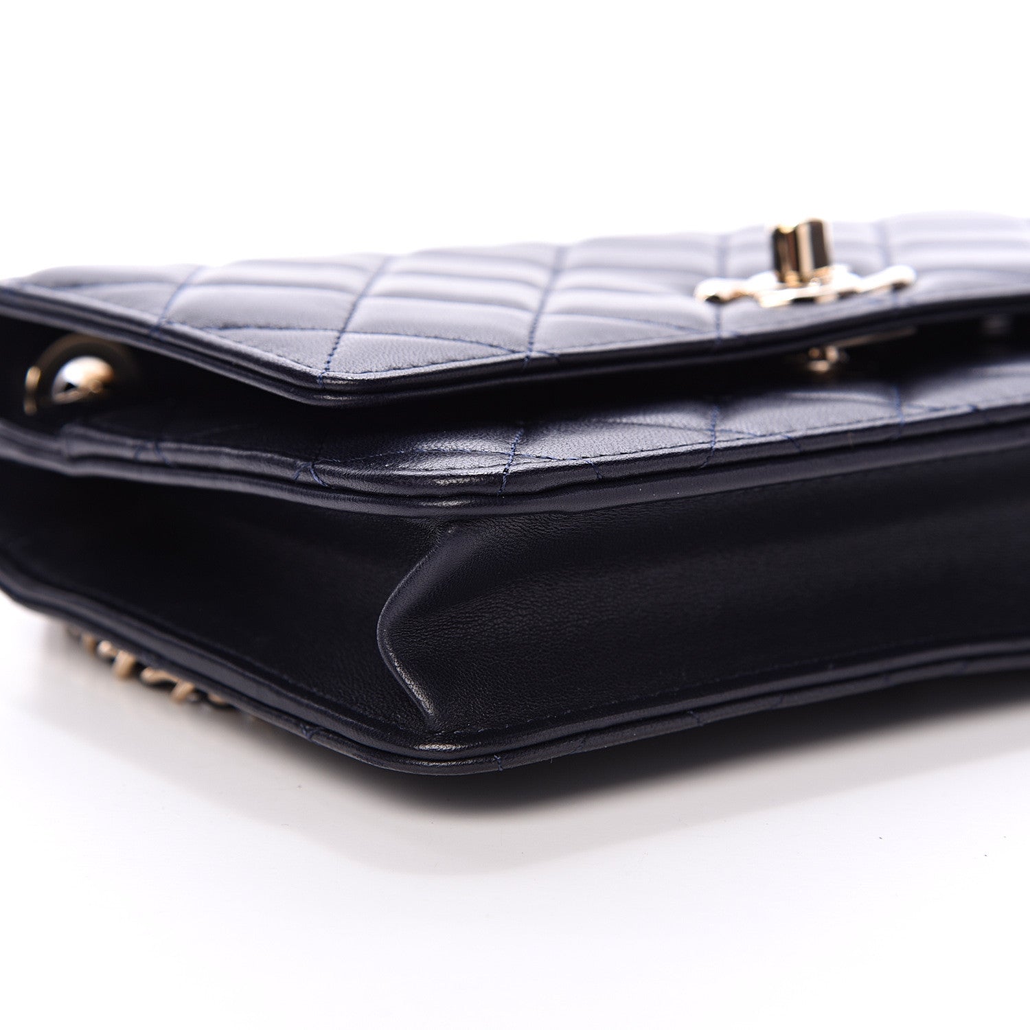 Chanel Lambskin Quilted Trendy CC Wallet On Chain WOC Navy 9 of 17