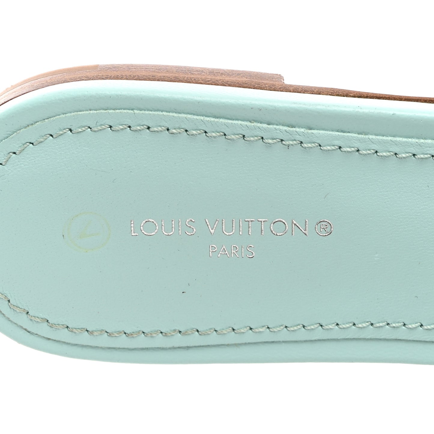 Lambskin Embossed Monogram Revival Flat Mules 37.5 Vert D'eau Green