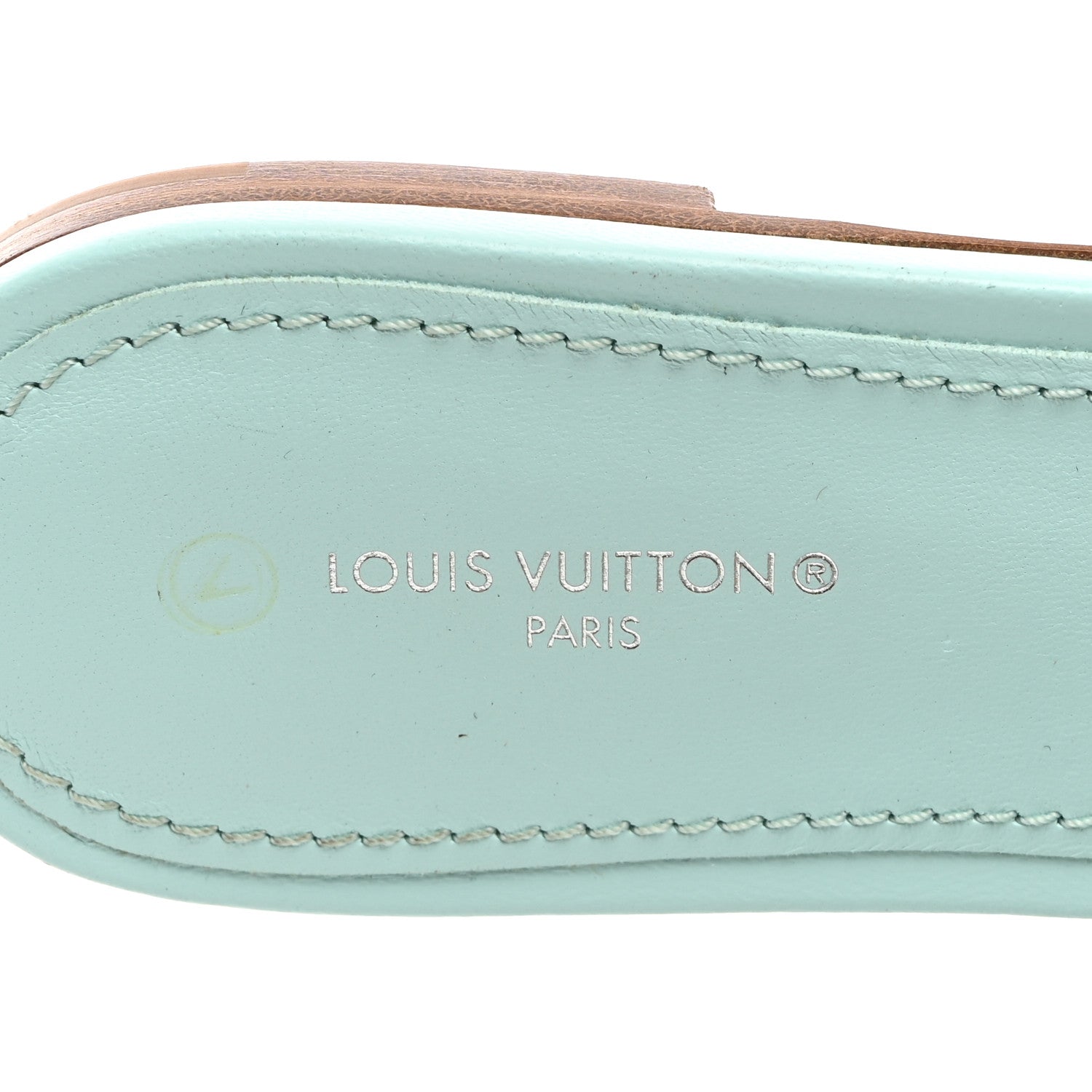 Louis Vuitton Lambskin Embossed Monogram Revival Flat Mules 37.5 Vert D'eau Green 5 of 9
