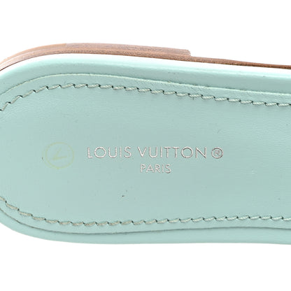 Louis Vuitton Lambskin Embossed Monogram Revival Flat Mules 37.5 Vert D'eau Green 5 of 9