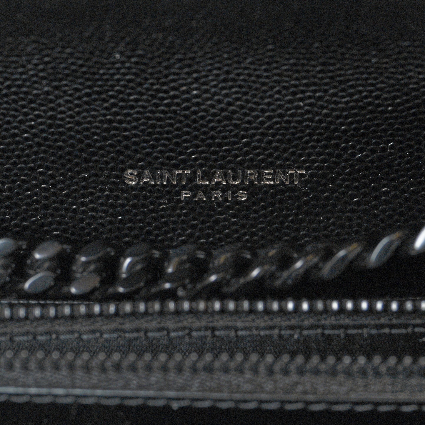 Grain De Poudre Matelasse Chevron Monogram Chain Wallet Black