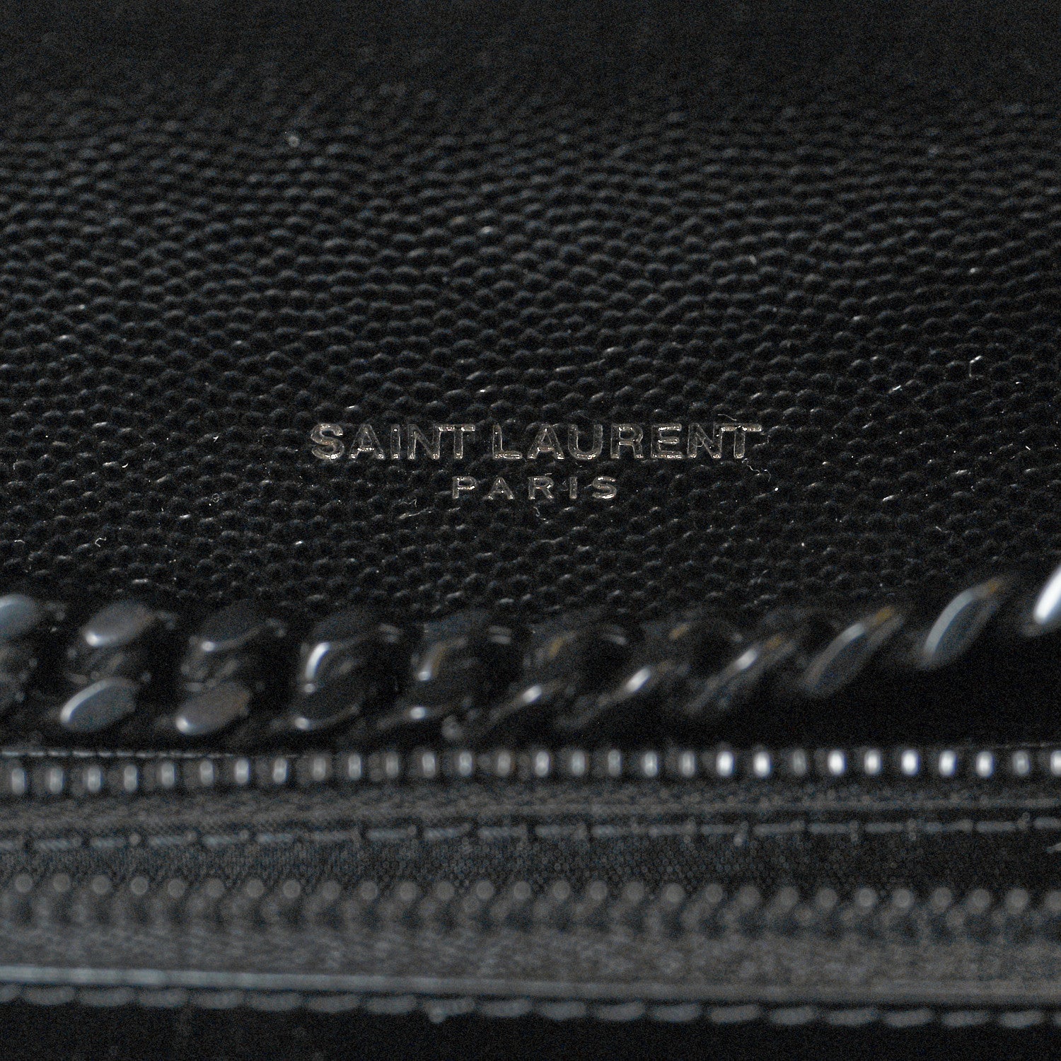 Saint Laurent Grain De Poudre Matelasse Chevron Monogram Chain Wallet Black 6 of 11