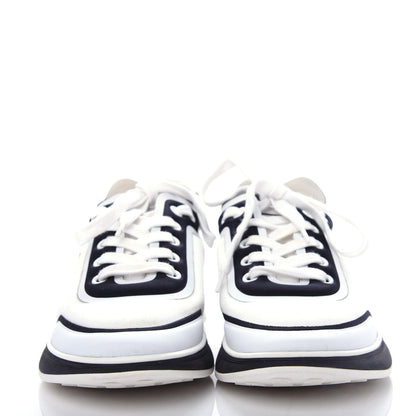 Chanel Lycra Womens CC Sneakers 36.5 White Black 2 of 11