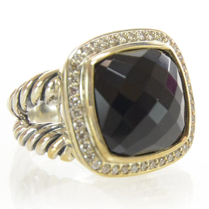 David Yurman Sterling Silver Diamond Black Onyx 14mm Albion Ring 54 7 2 of 6
