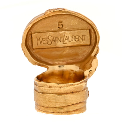 Saint Laurent Glass Cabochon Arty Ovale Ring 52/6 Gold Blue 3 of 4