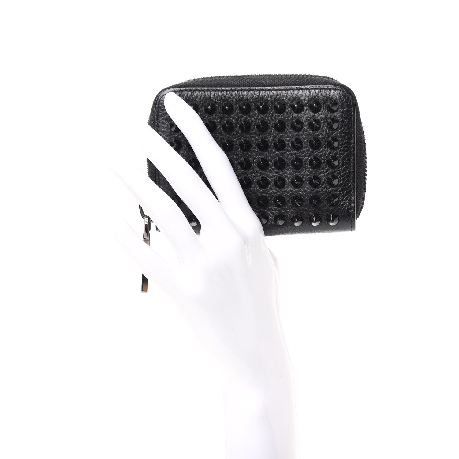 Christian Louboutin Calfskin Spiked Panettone Coin Purse Black 2 of 7