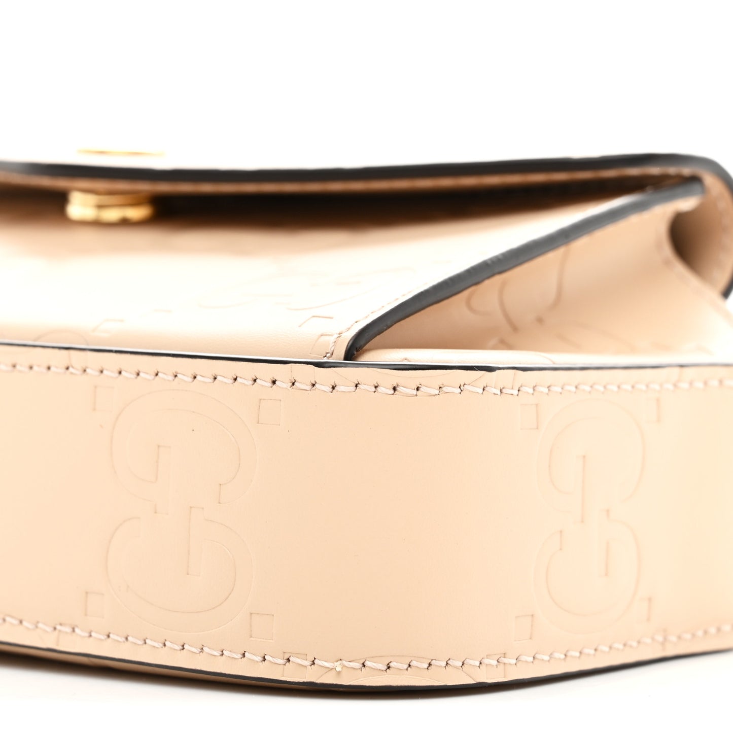 Calfskin GG Super Mini Debossed Chain Wallet Light Beige