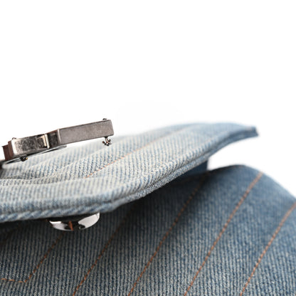 Saint Laurent Washed Denim Matelasse Chevron Monogram Medium College Bag Blue Cinnamon 10 of 10