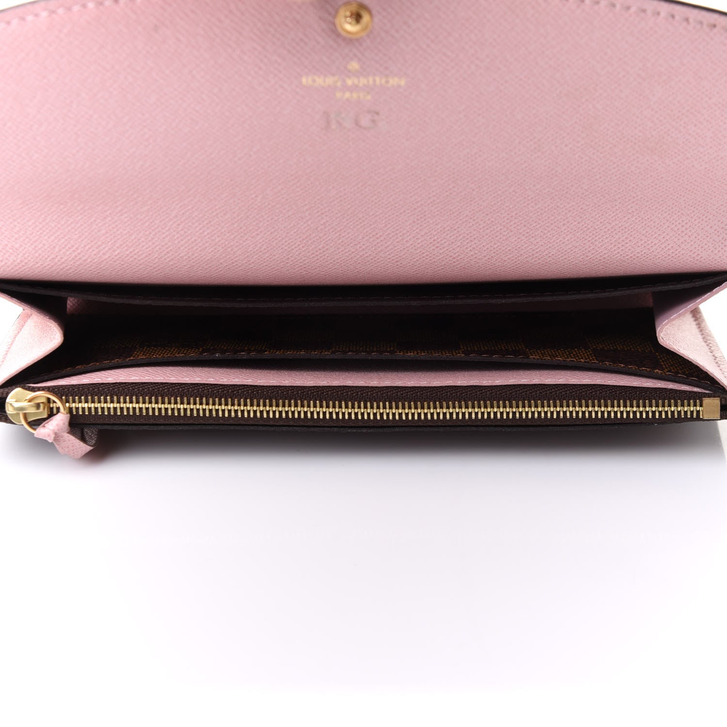 Louis Vuitton Damier Ebene Emilie Wallet Rose Ballerine 5 of 8