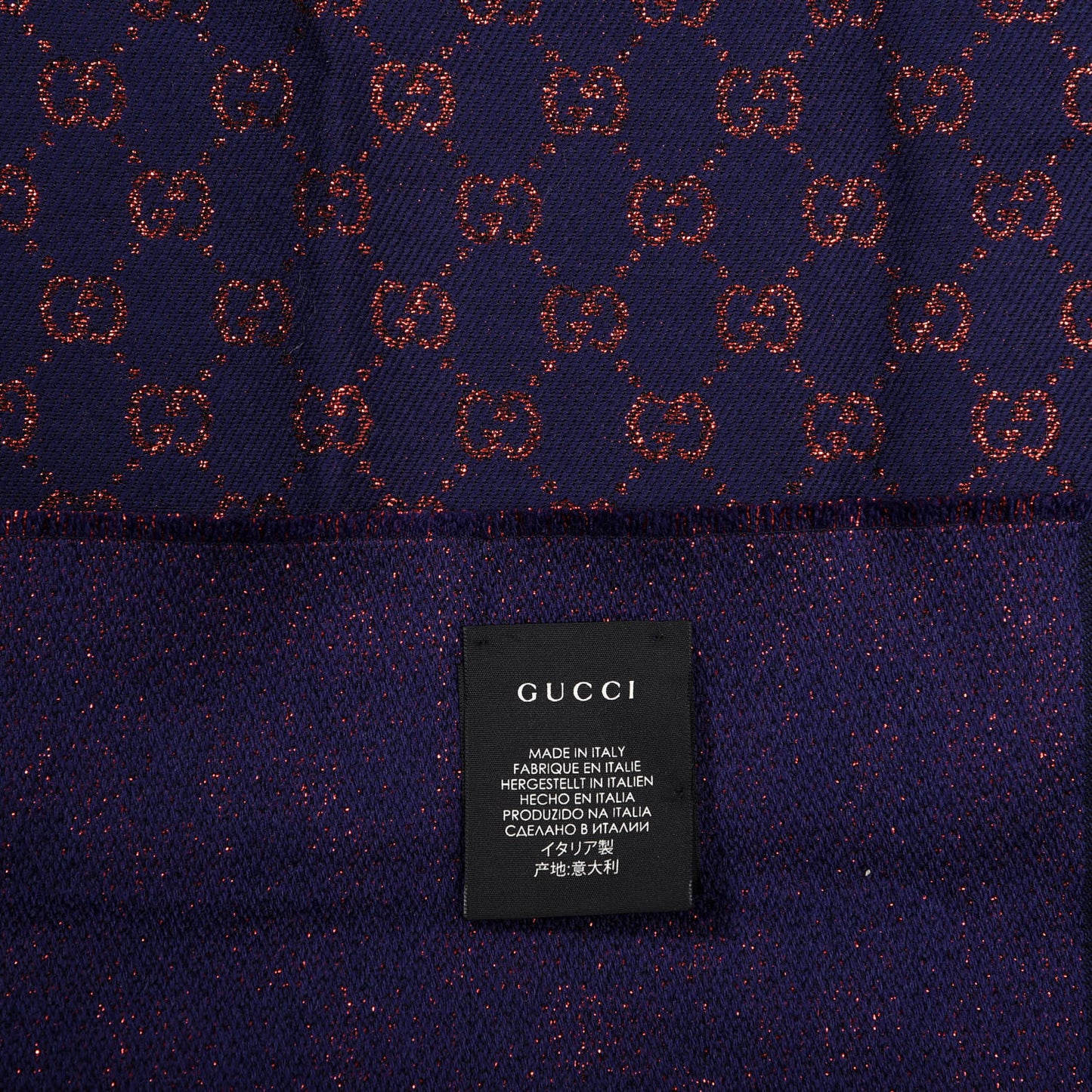 Wool Silk Jacquard GG Monogram Stenix Scarf Navy Red