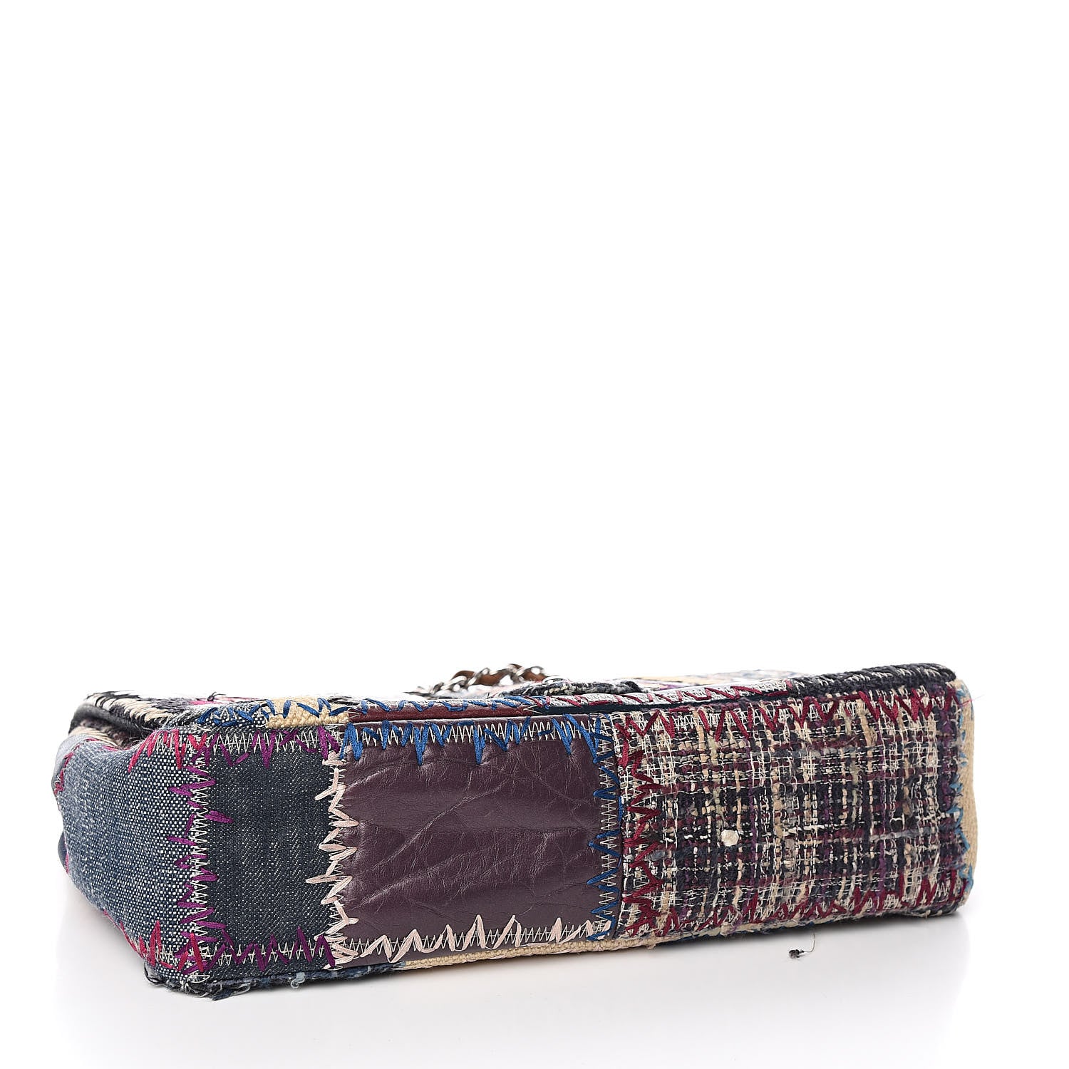 Chanel Denim Tweed Patchwork Jumbo Single Flap Multicolor 4 of 21