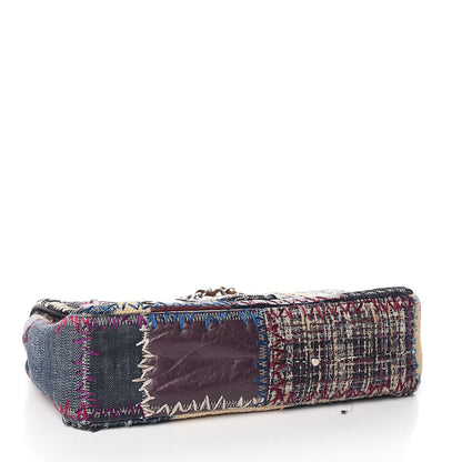 Chanel Denim Tweed Patchwork Jumbo Single Flap Multicolor 4 of 21