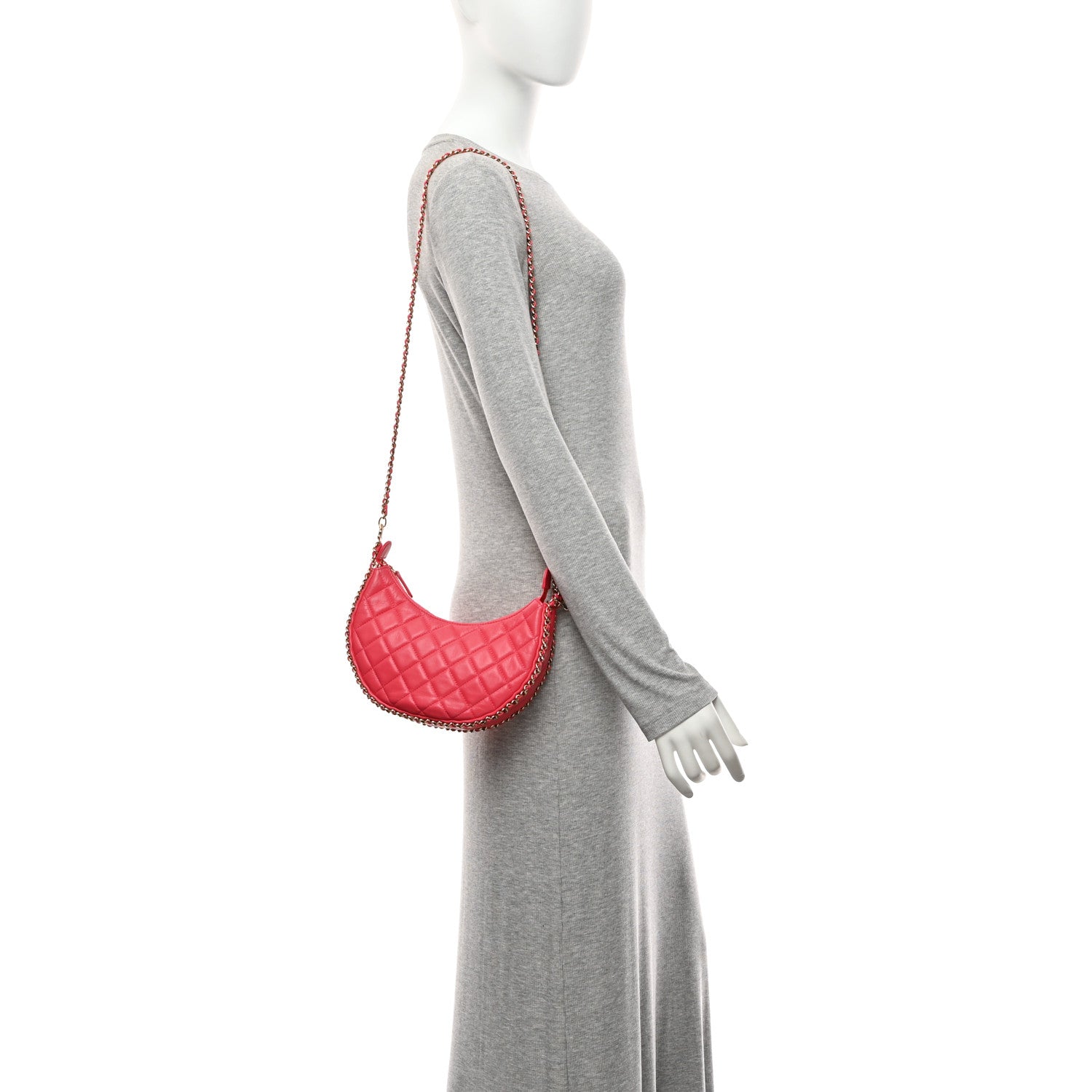 Chanel Lambskin Quilted Small Hobo Bag Pink 2 of 10