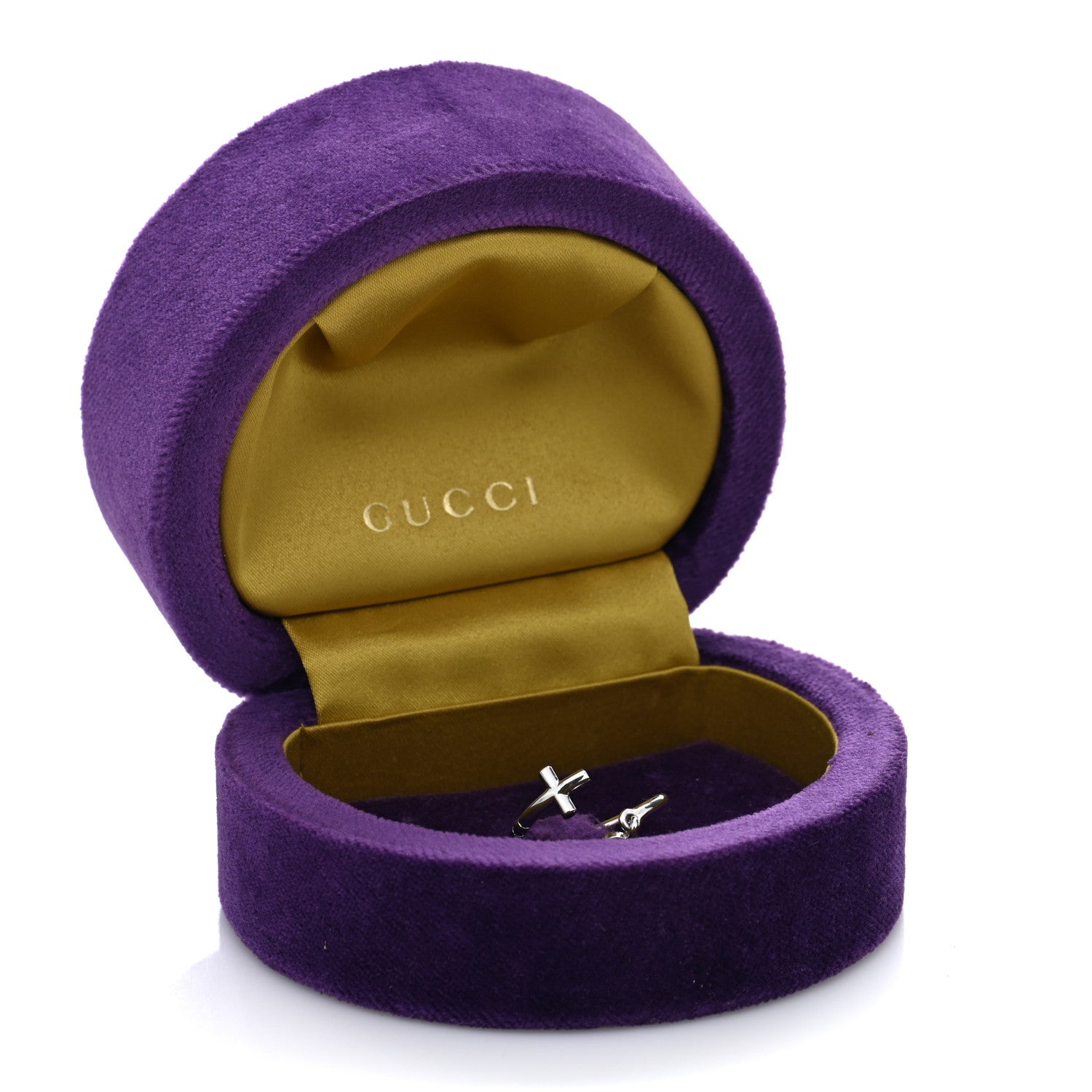 Gucci 18K White Gold Cross and Heart Ring 54 6.75 5 of 5