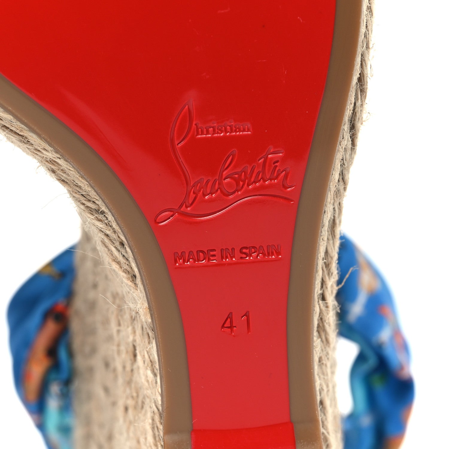 Christian Louboutin Satin Monica Du Desert 110 Espadrille Wedges 41 Blue Multicolor 6 of 8