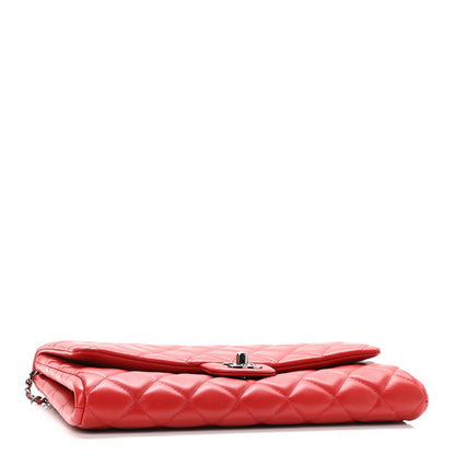 Chanel Lambskin Quilted Clutch With Chain Flap Red 4 of 11