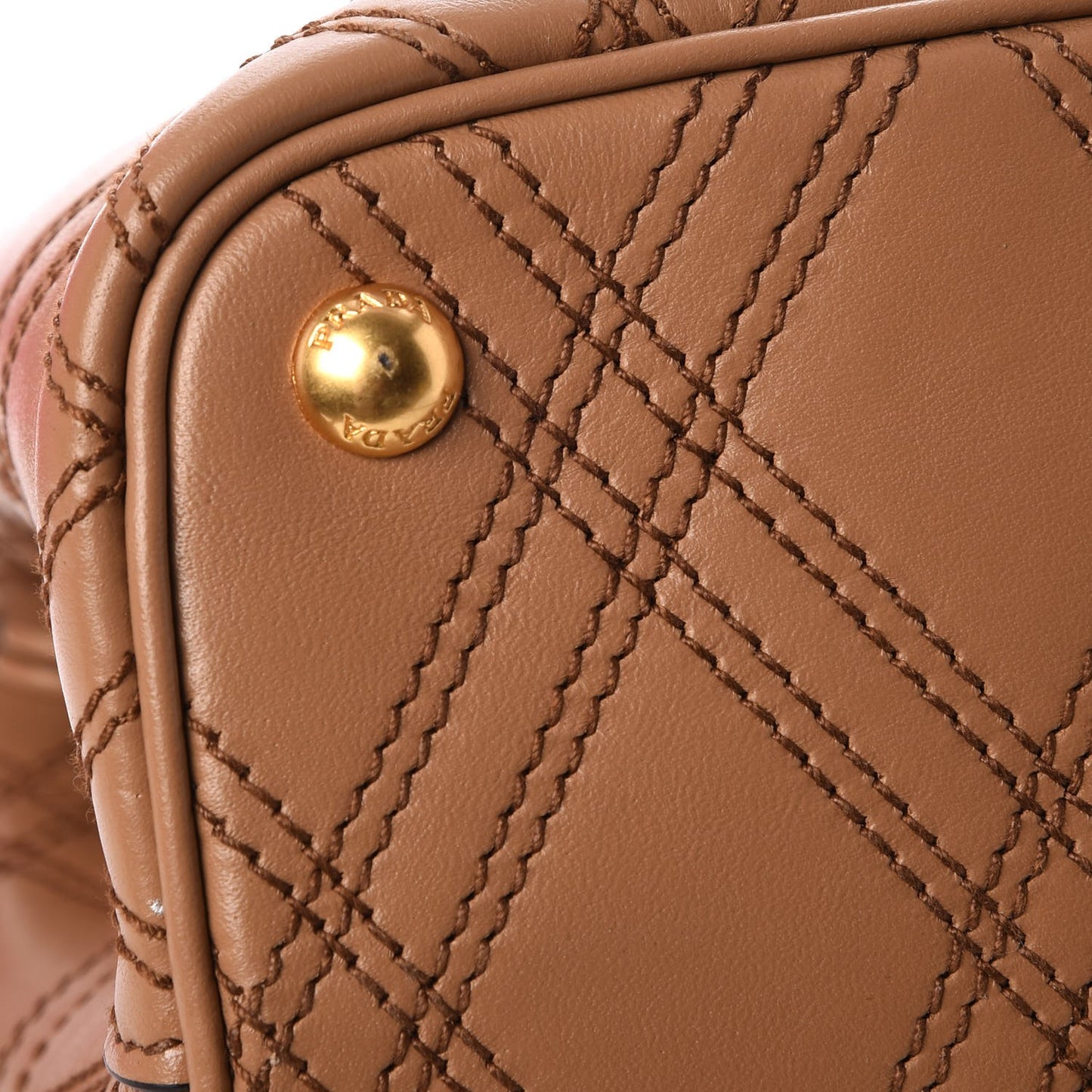 City Calf Quilted Large Double Bag Caramel