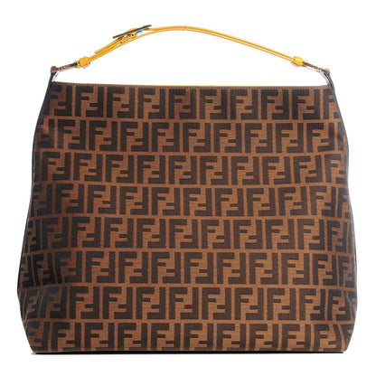 Fendi Zucca Vitello Large Hobo Tobacco Ocra Moro Black 1 of 12