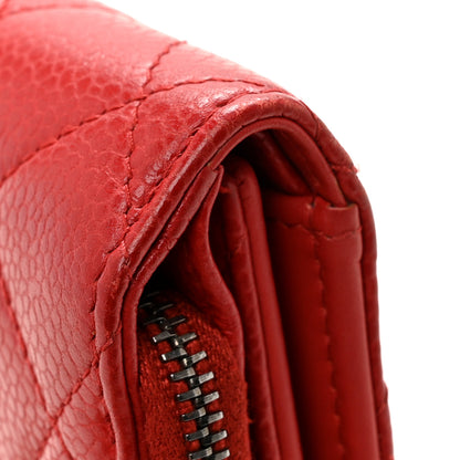 Chanel Caviar Quilted CC Zip Tri-Fold Wallet Red 10 of 11