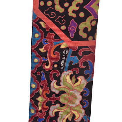 Hermes Silk Collections Imperiales Twilly Orange Fuchsia Black 4 of 5