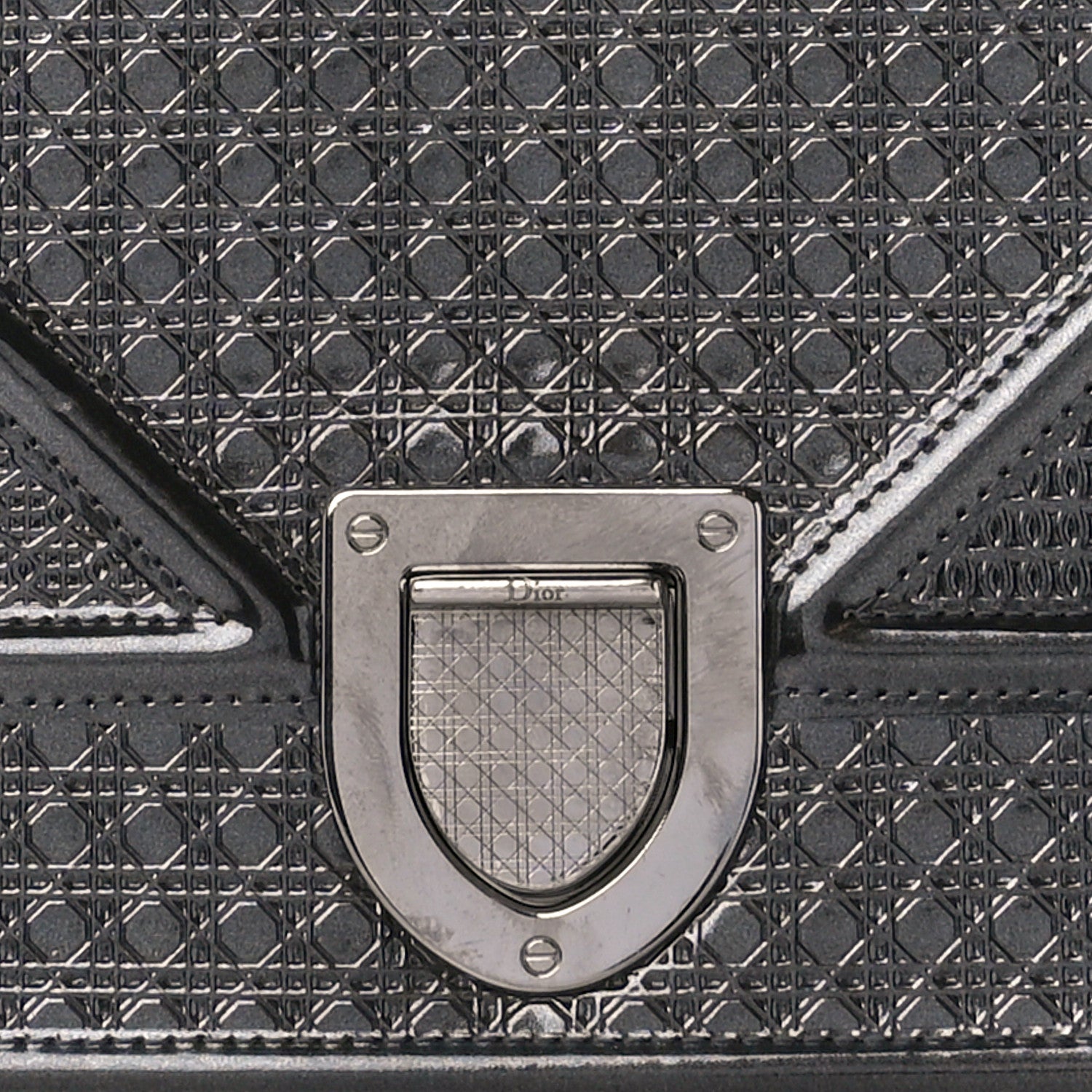 Christian Dior Metallic Calfskin Micro-Cannage Medium Diorama Flap Bag Graphite 9 of 11