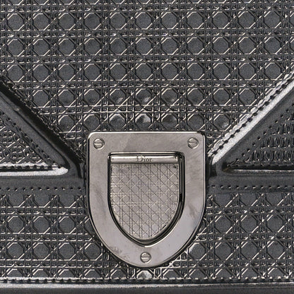 Christian Dior Metallic Calfskin Micro-Cannage Medium Diorama Flap Bag Graphite 9 of 11