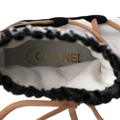 Chanel Patent Calfskin Runway Wedge Short Platform Boots 40 Black White Beige 8 of 8