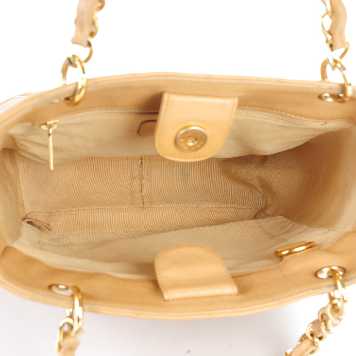 Caviar Quilted Petit Shopping Tote PST Beige