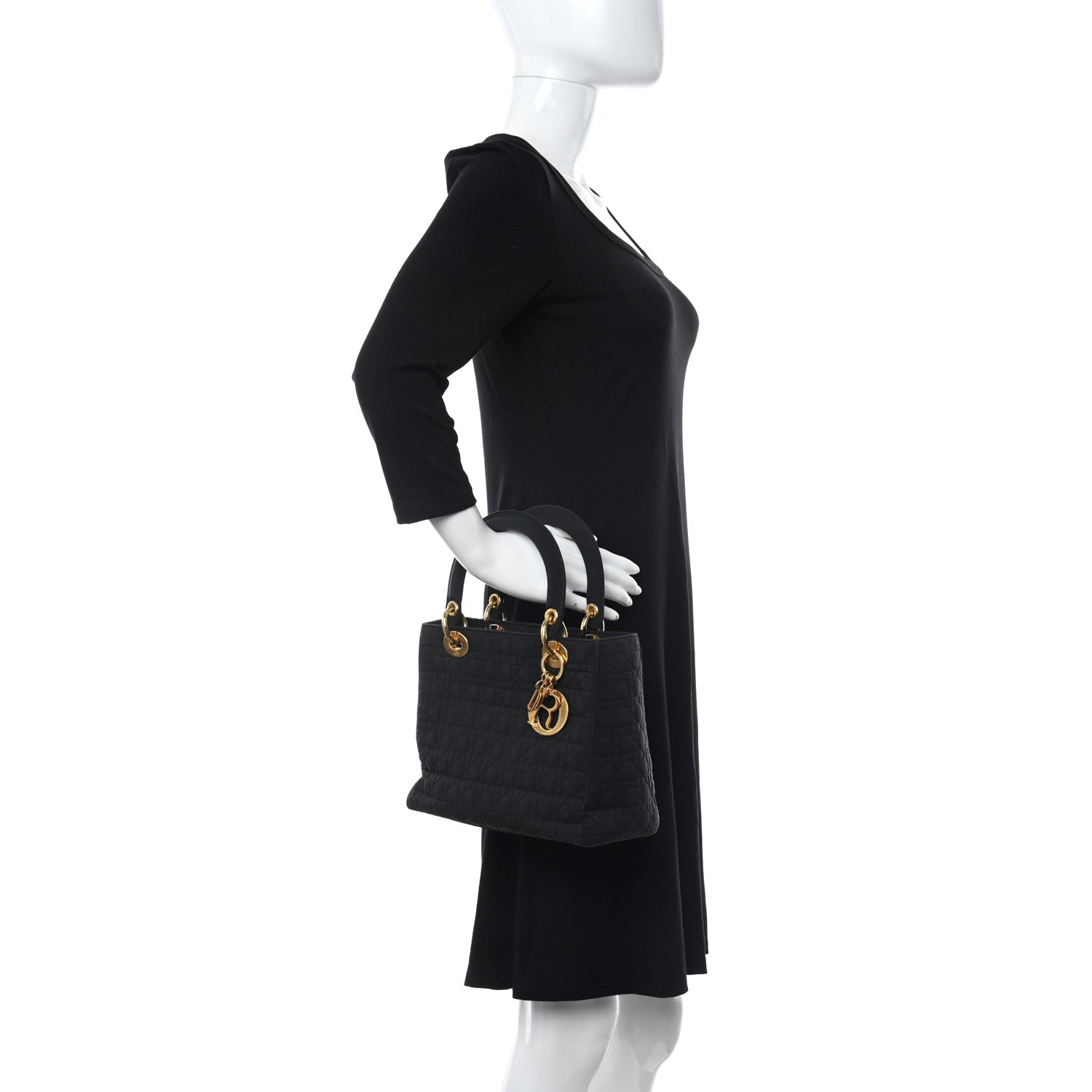 Christian Dior Nylon Cannage Medium Lady Dior Black 2 of 11