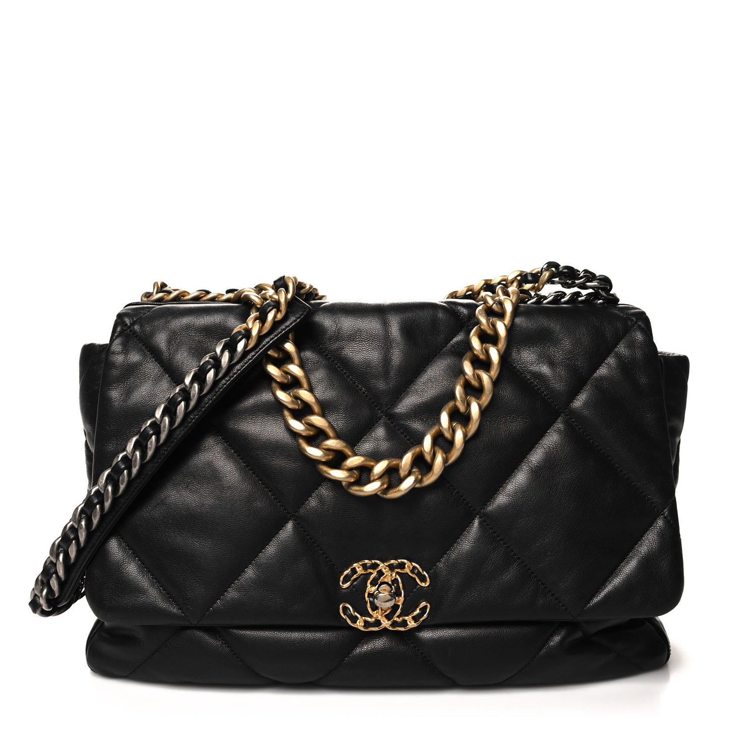 Goatskin Quilted Maxi Chanel 19 Flap Black
