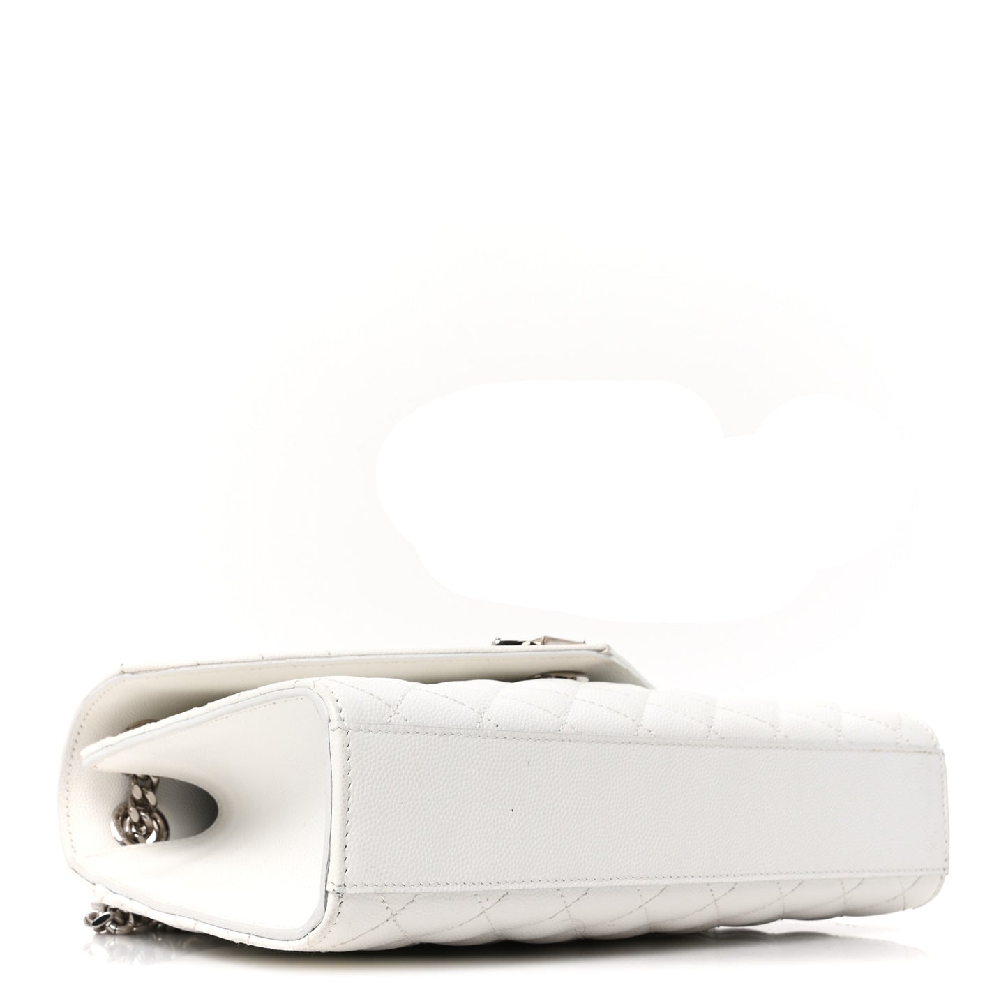 Grain De Poudre Medium Tri-Quilt Monogram Satchel White