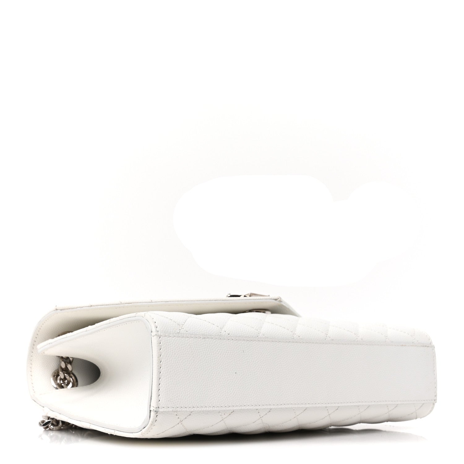 Saint Laurent Grain De Poudre Medium Tri-Quilt Monogram Satchel White 4 of 10