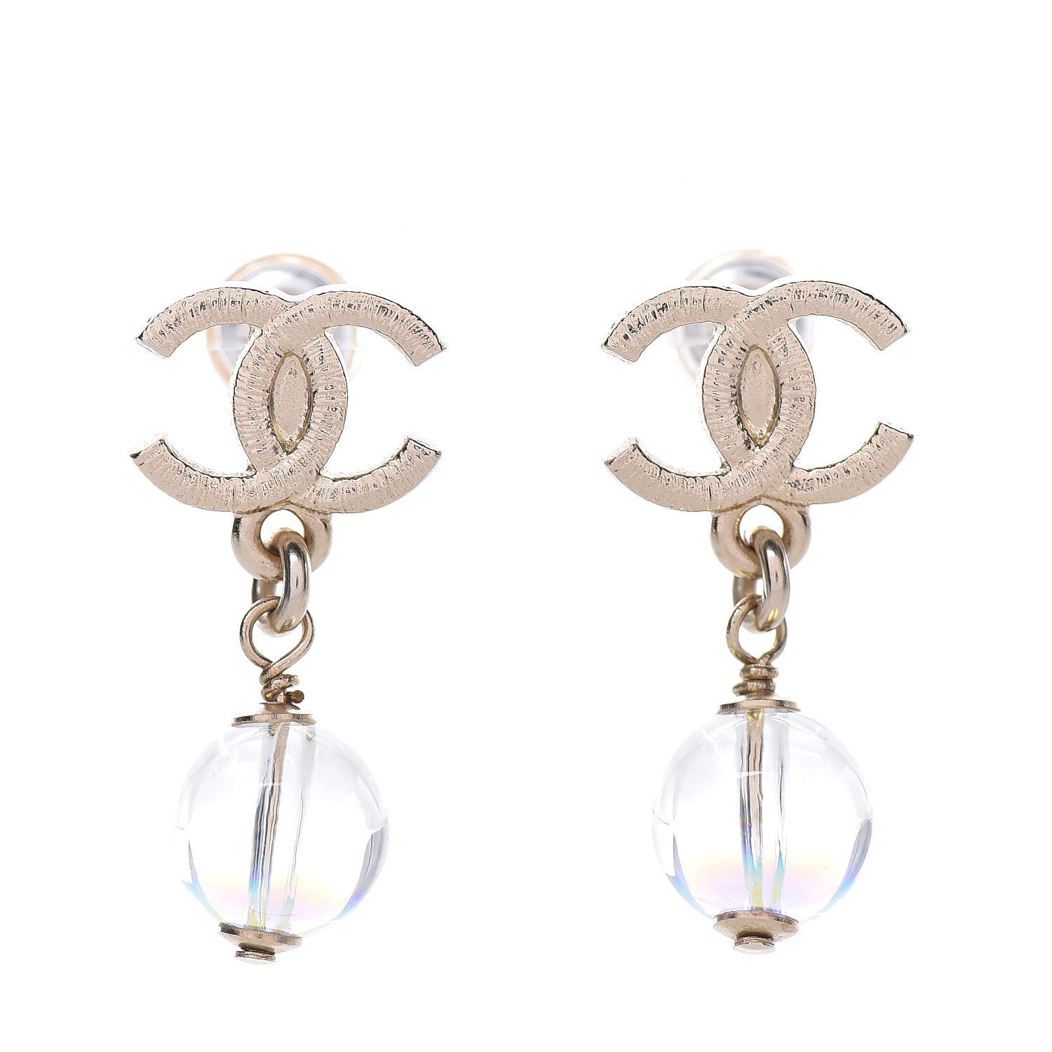 Chanel Iridescent Bead CC Drop Earrings Gold 1 of 5
