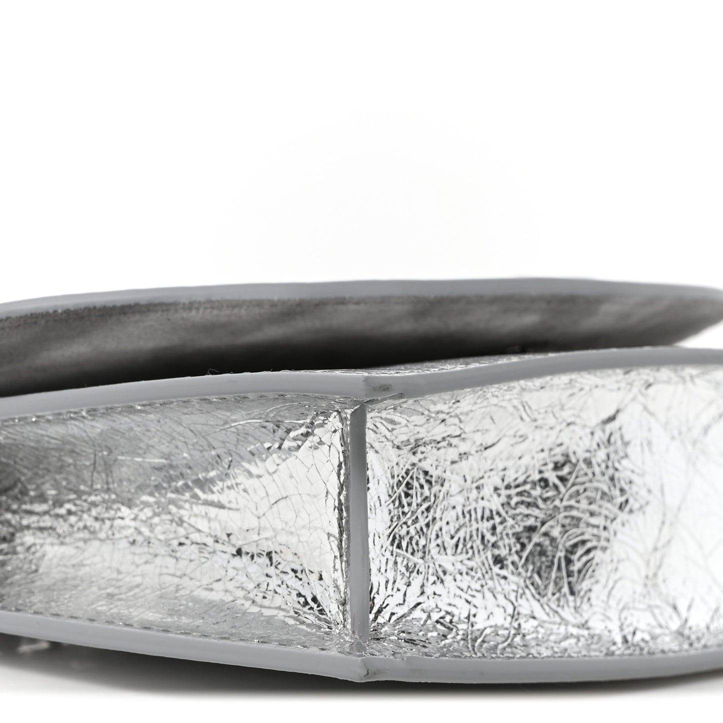 Metallic Textured Calfskin Loubi54 Crossbody Clutch Silver