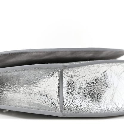 Christian Louboutin Metallic Textured Calfskin Loubi54 Crossbody Clutch Silver 8 of 9