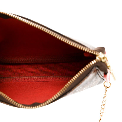 Louis Vuitton Damier Ebene 2019 Christmas Animation Mini Pochette Accessories Red 5 of 7