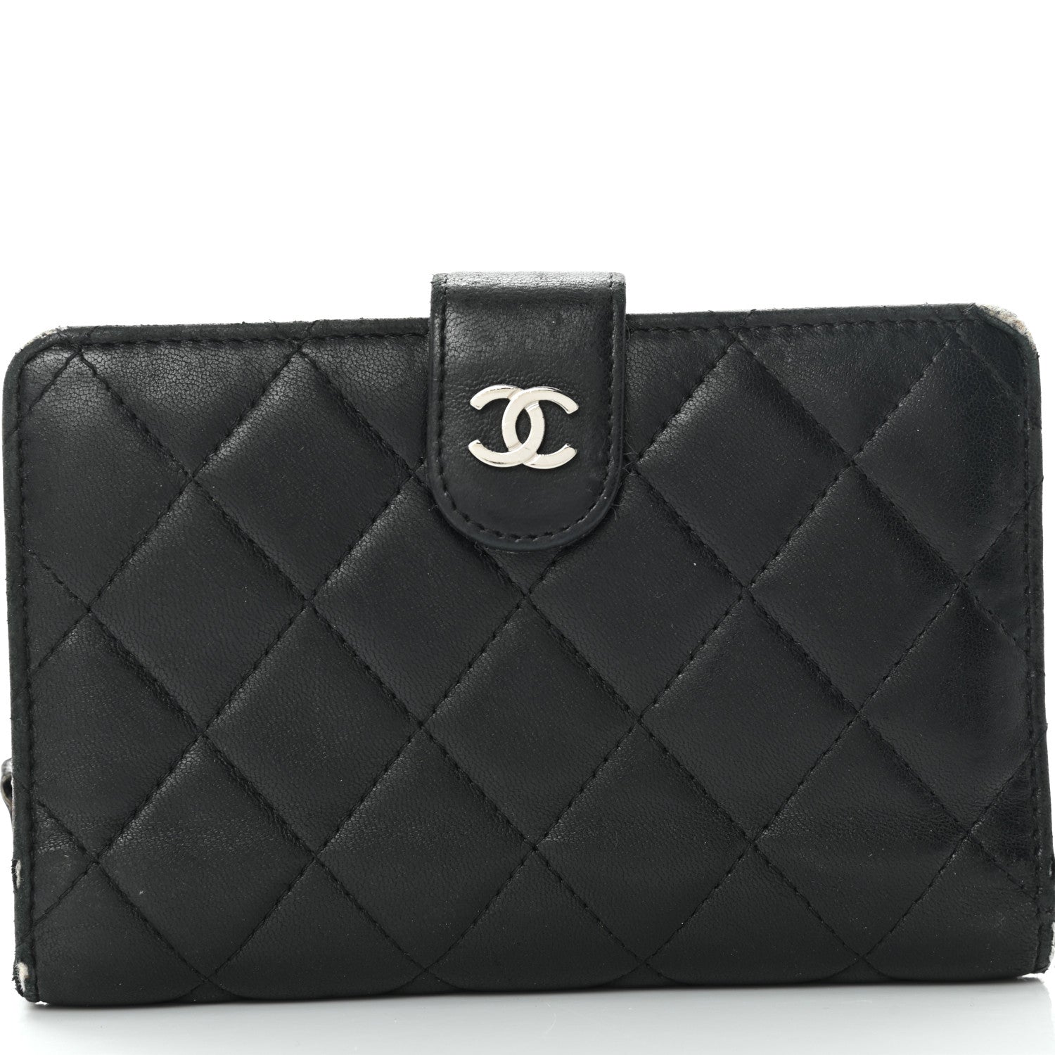 Chanel Lambskin Quilted Zipped Pocket Wallet Black 9 of 12