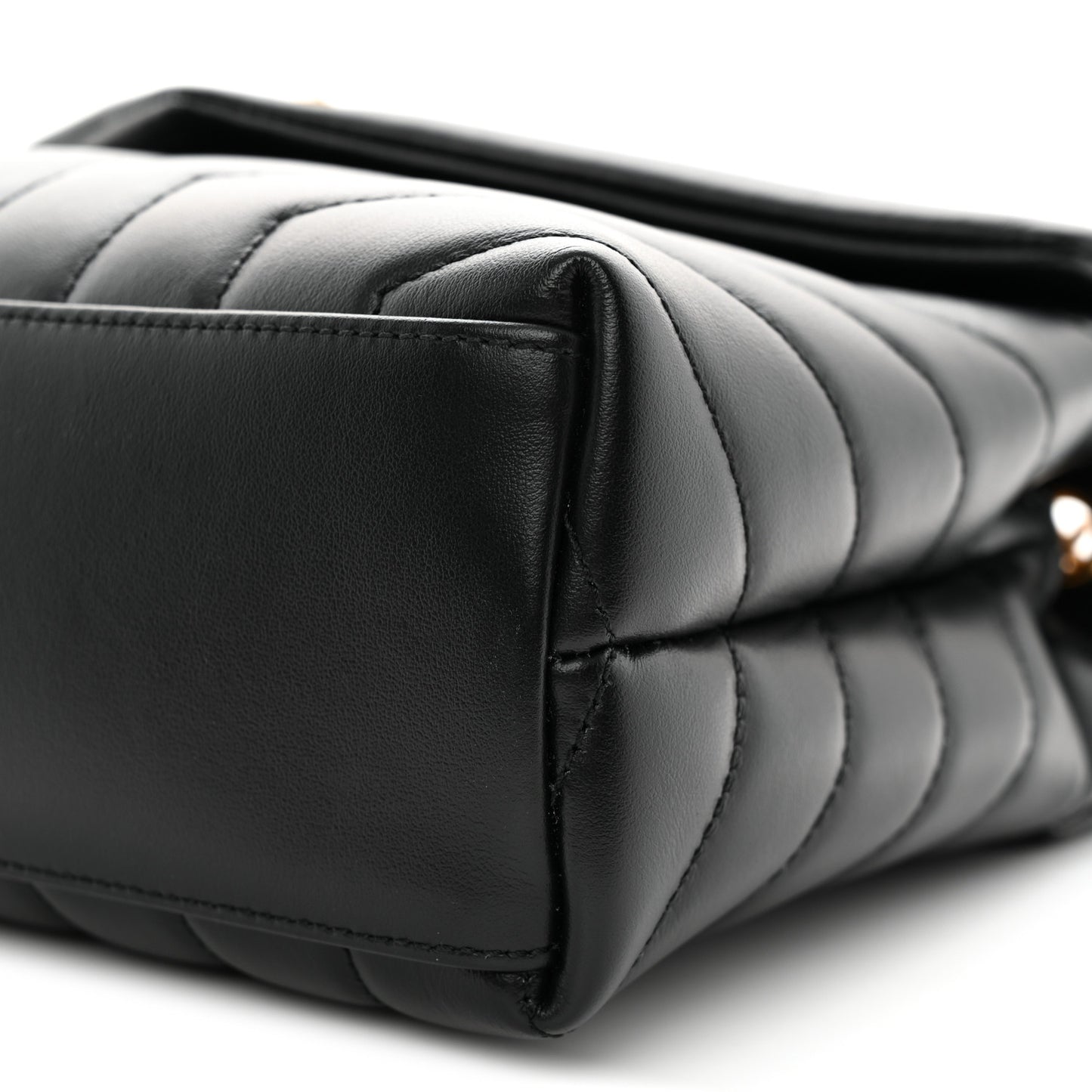 Calfskin Y Quilted Monogram Small Loulou Chain Satchel Black