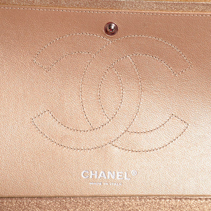 Chanel Metallic Washed Lambskin Quilted Jumbo Double Flap Dark Gold Black 7 of 9