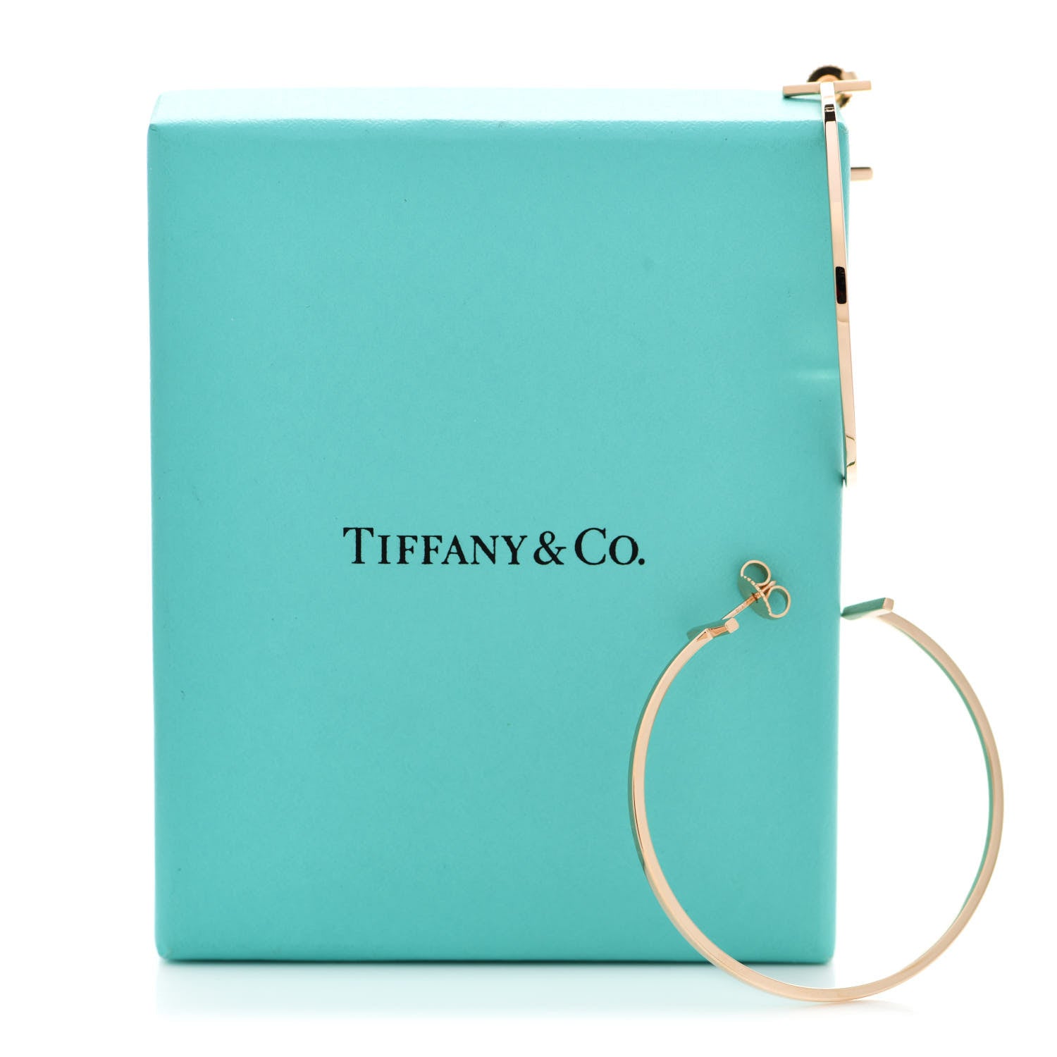 Tiffany 18K Rose Gold Extra Large T Wire Hoop Earrings 5 of 5