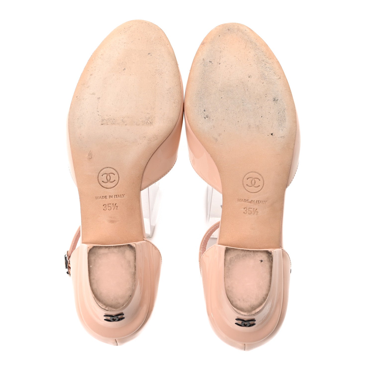 Chanel Patent Calfskin Cap Toe Slingback Pumps 35.5 Light Pink 6 of 9
