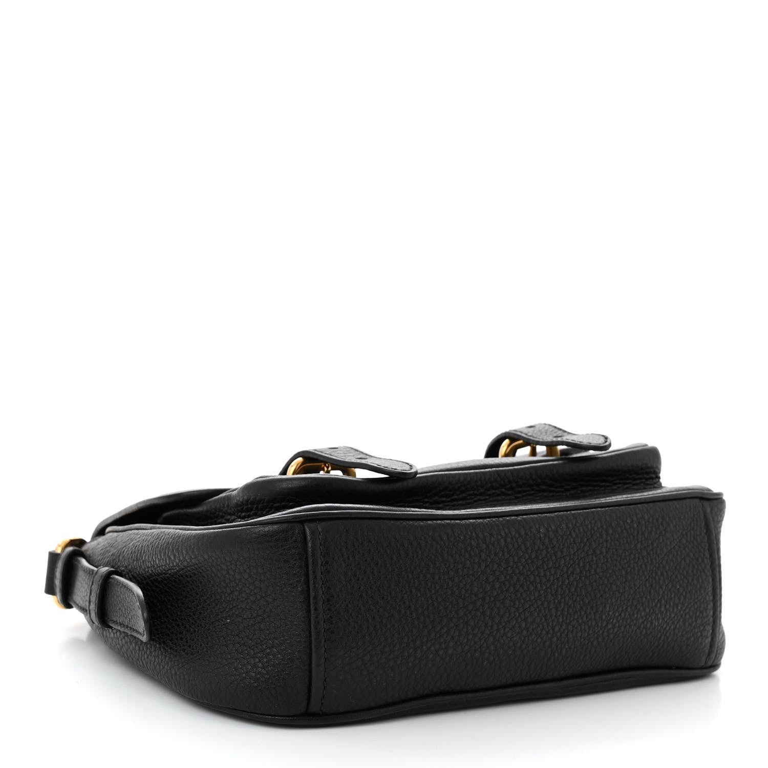 Prada Vitello Daino Double Buckle Messenger Bag Black 4 of 10